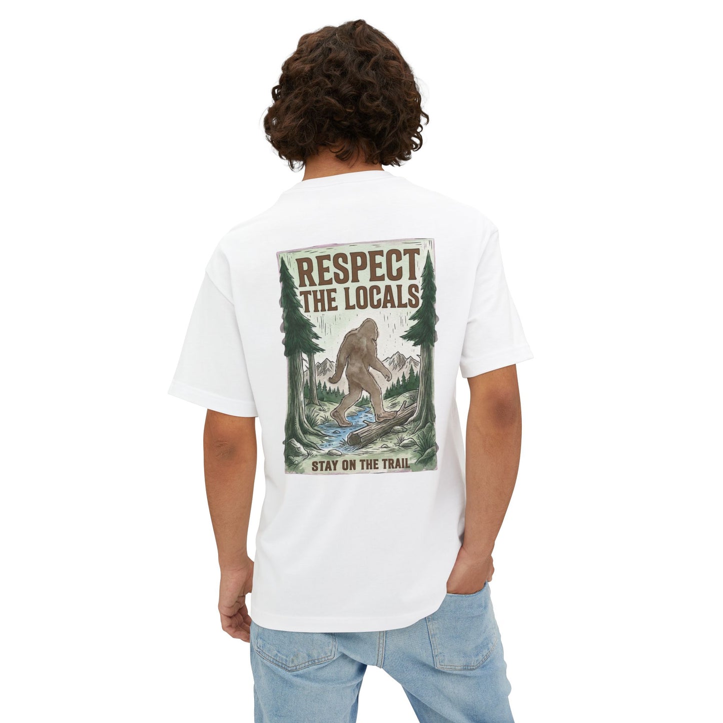 Respect The Locals T-Shirt — Bigfoot Trail Graphic Tee (Boxy Oversized Tee)