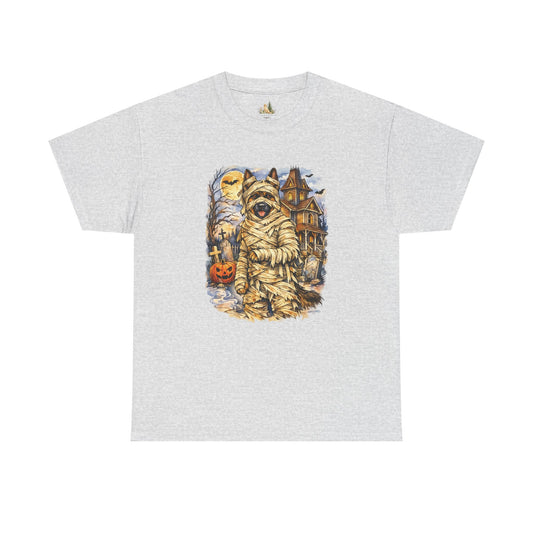 Unisex Mummy German Shepherd Halloween T-Shirt - What Tails Lurk Behind The Pines Collection (Heavy Weight Tee)