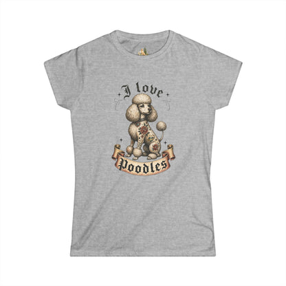 I Love Poodles Women's Tee — Cute Vintage Poodle Graphic Shirt