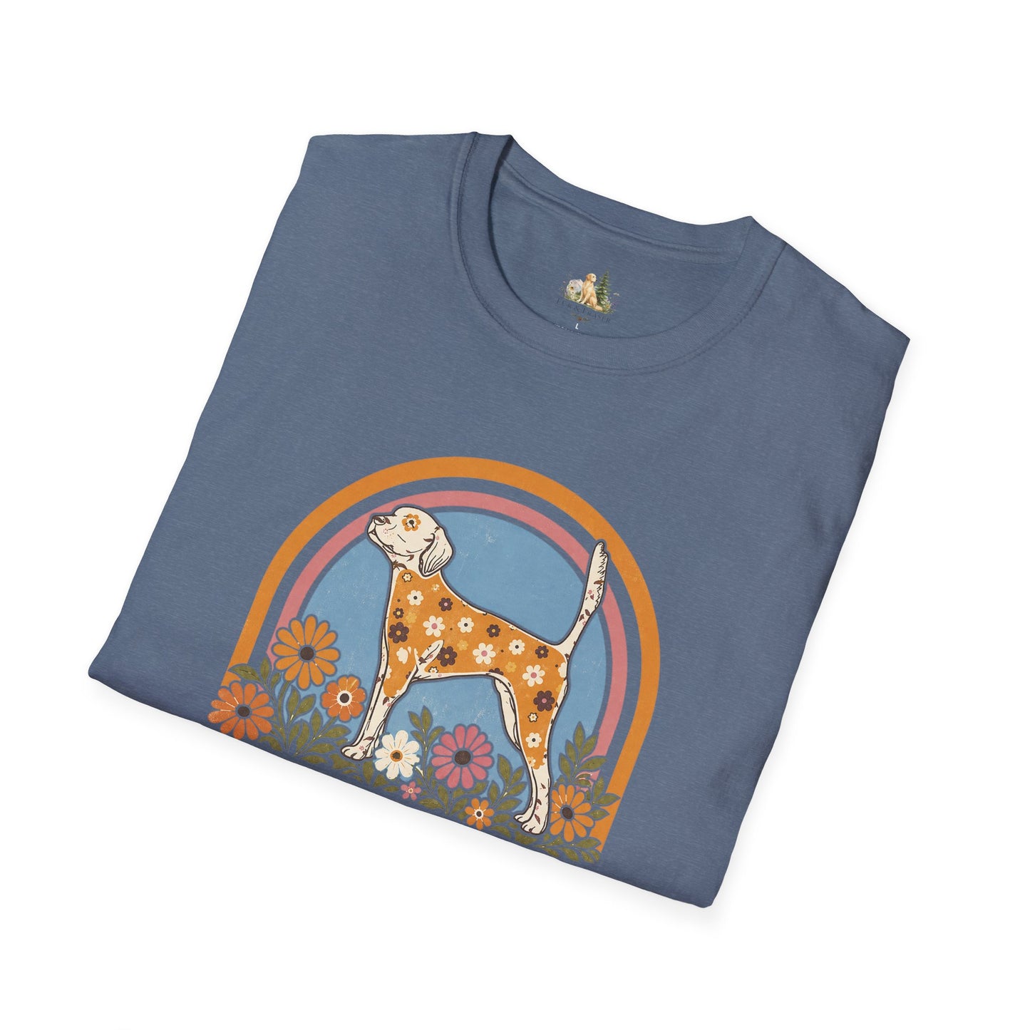 Dog Floral T-Shirt — 'Fur-Rolic' Retro Rainbow Canine Tee