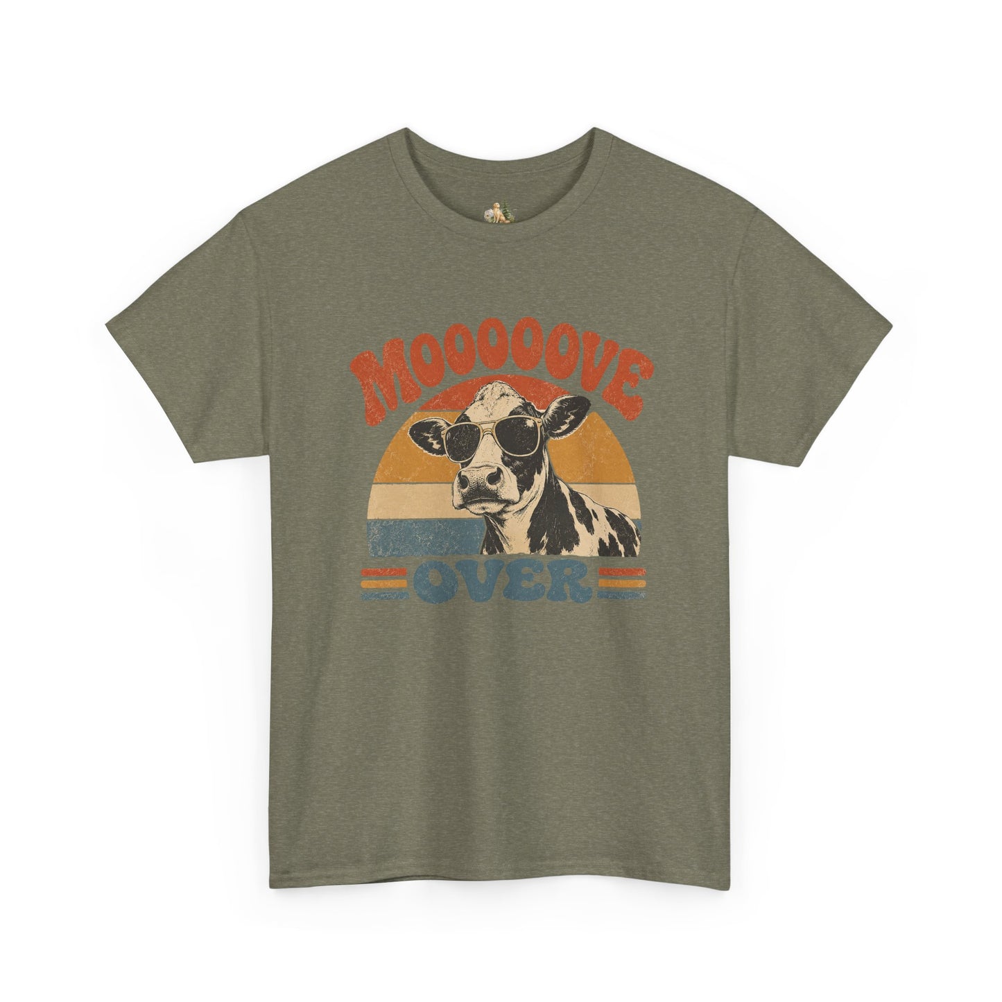 Mooove Over Cow Tee – Retro Vintage Farm Animal Graphic T-Shirt (Heavy Weight Tee)