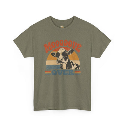 Mooove Over Cow Tee – Retro Vintage Farm Animal Graphic T-Shirt (Heavy Weight Tee)