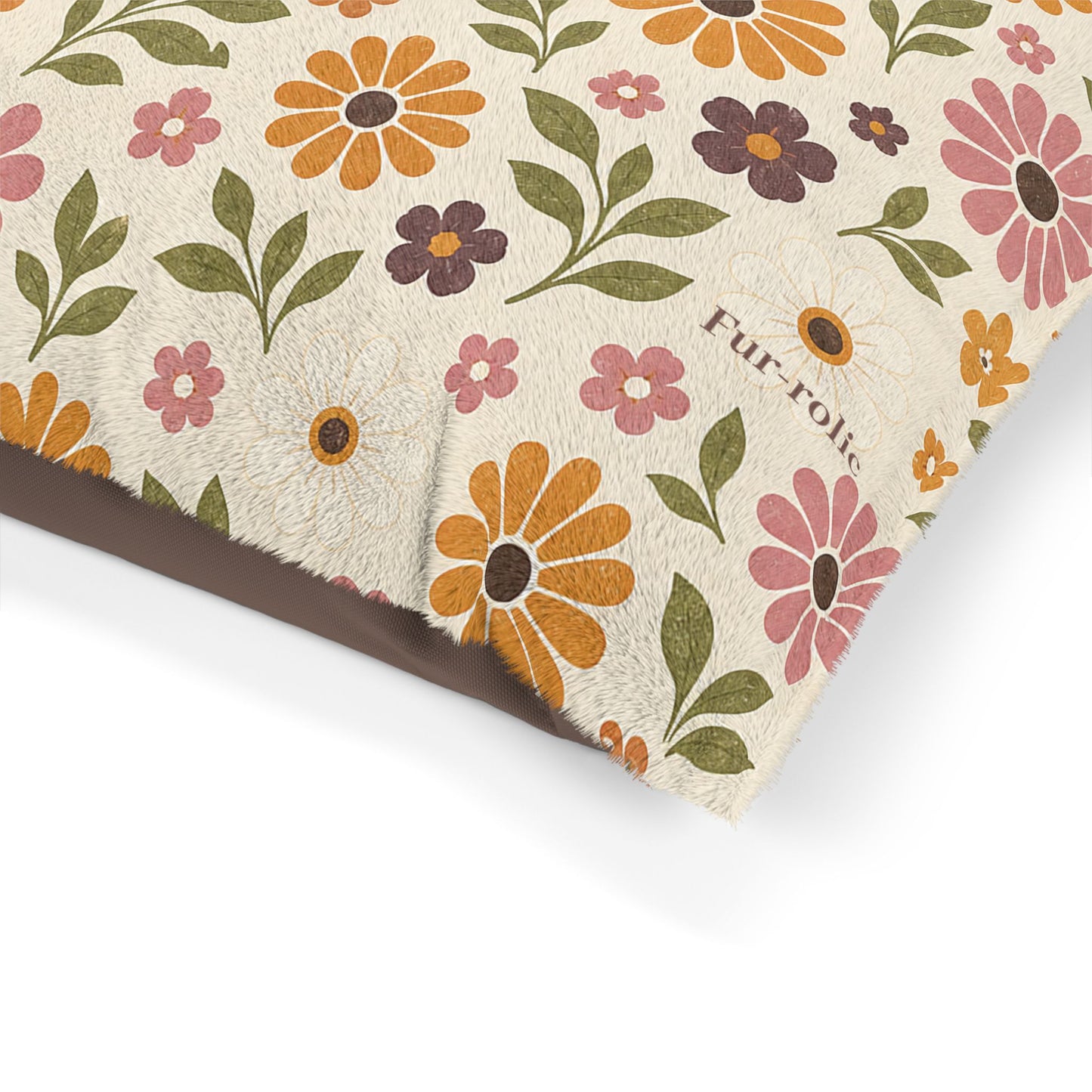 Floral Cozy Pet Bed — Vintage Daisy Print Dog & Cat Cushion 40" x 30"