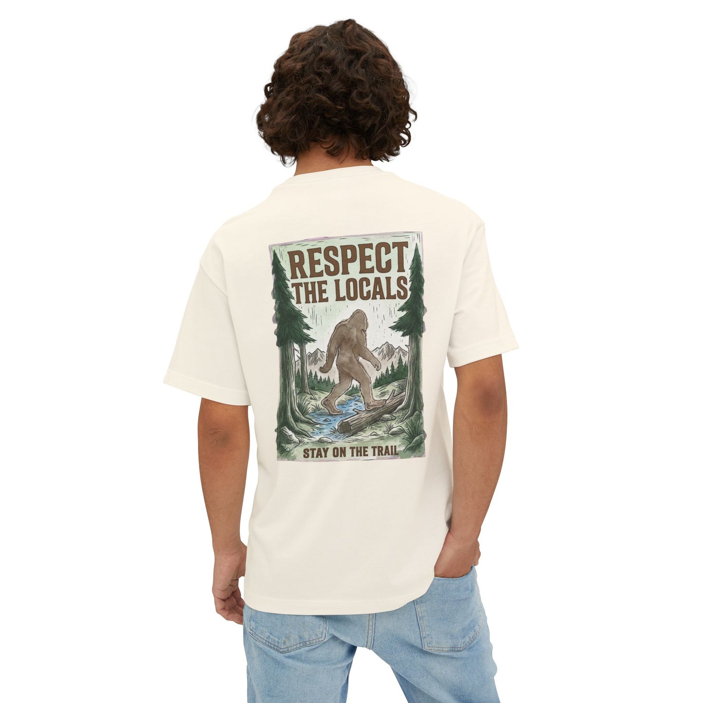 Respect The Locals T-Shirt — Bigfoot Trail Graphic Tee (Boxy Oversized Tee)