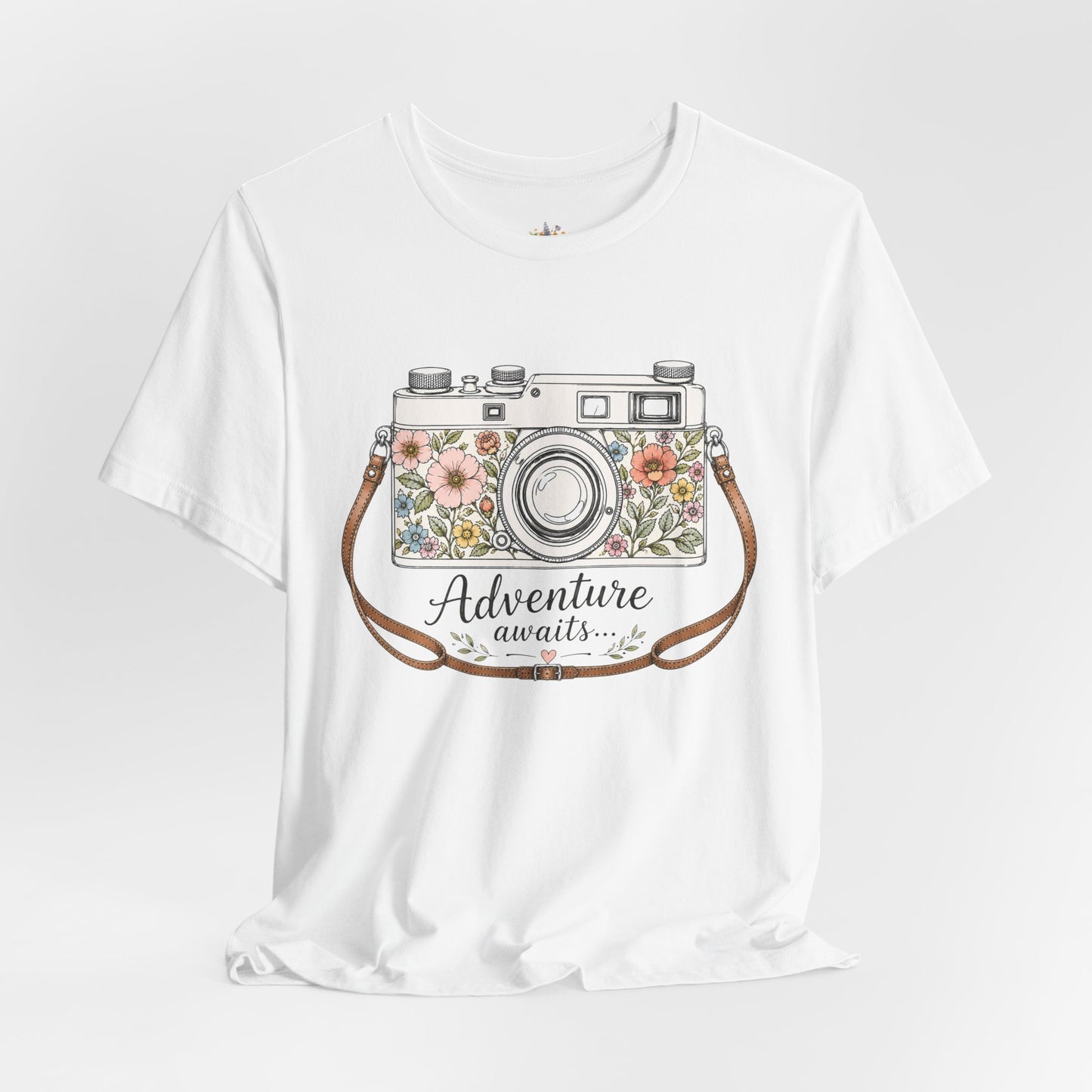 Floral Vintage Camera Adventure Awaits T-Shirt | Photography Travel Tee