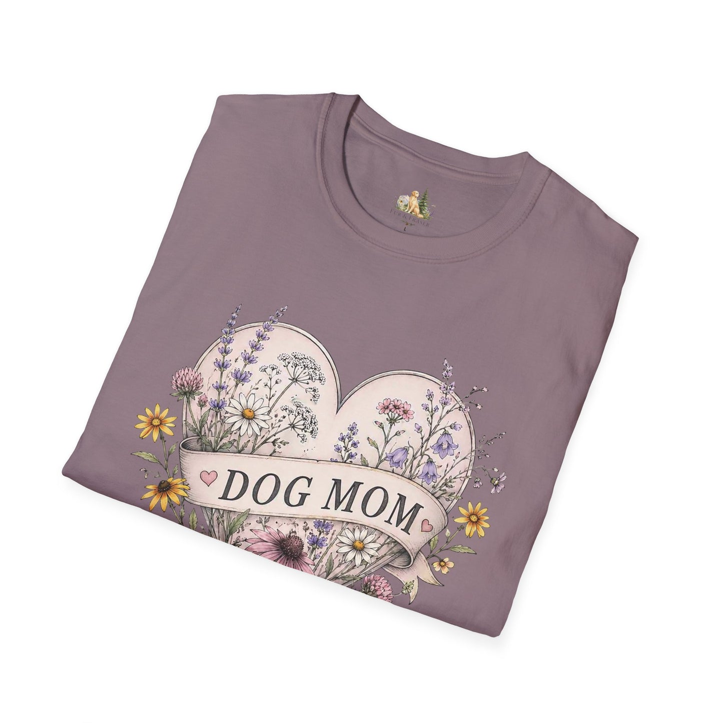 Dog Mom Floral Heart T-Shirt (Light Weight, Ultra Soft)