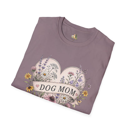 Dog Mom Floral Heart T-Shirt (Light Weight, Ultra Soft)