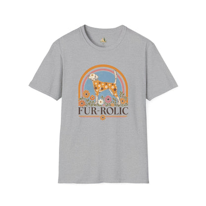 Dog Floral T-Shirt — 'Fur-Rolic' Retro Rainbow Canine Tee