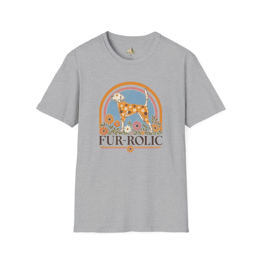 Dog Floral T-Shirt — 'Fur-Rolic' Retro Rainbow Canine Tee