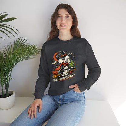 Vintage Halloween Poodle Witch Crewneck Sweatshirt — Cute Pumpkin and Poodle