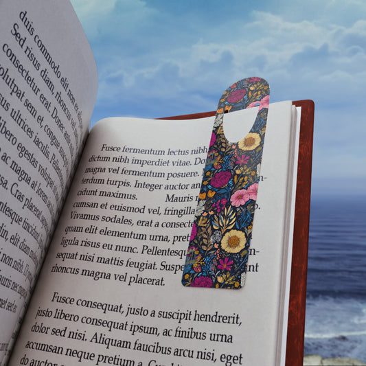 Floral Garden Bookmark — Colorful Vintage Flower Metal Bookmark with Tassel Slot