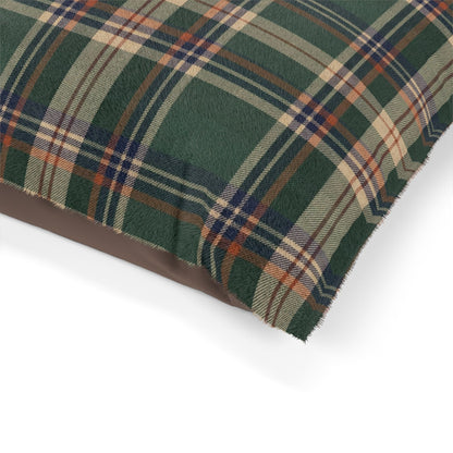 Plaid Cozy Pet Bed — Green Flannel Dog & Cat Cushion 40"x30"