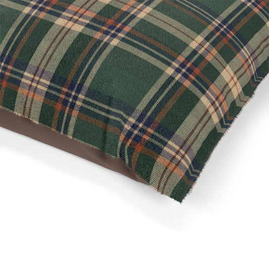 Plaid Cozy Pet Bed — Green Flannel Dog & Cat Cushion 40"x30"
