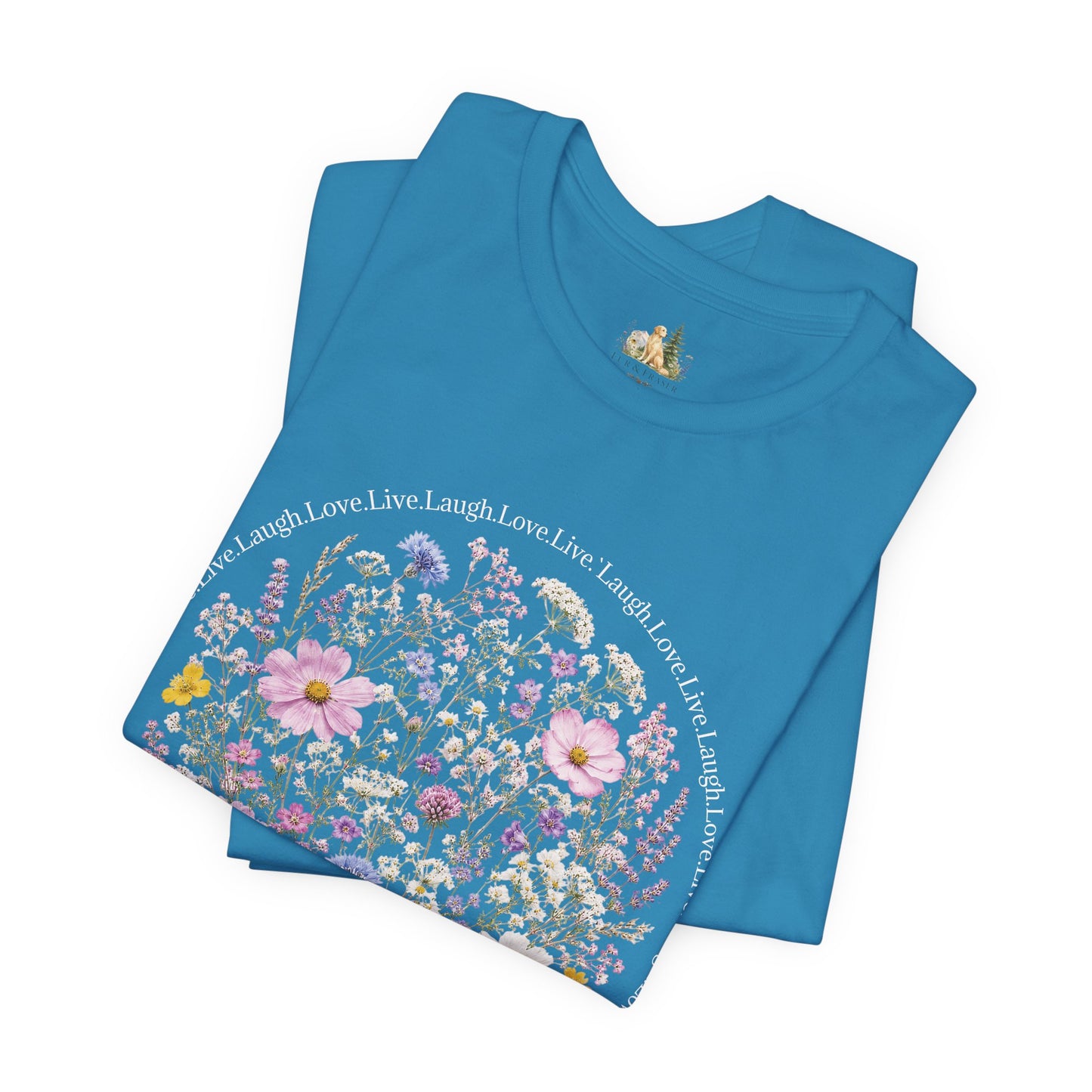 Wildflower Circle T-Shirt — Floral 'Love' Typography Tee