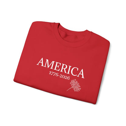Unisex Embroidered America 1776-2026 Unisex Crewneck Sweatshirt — Patriotic Design