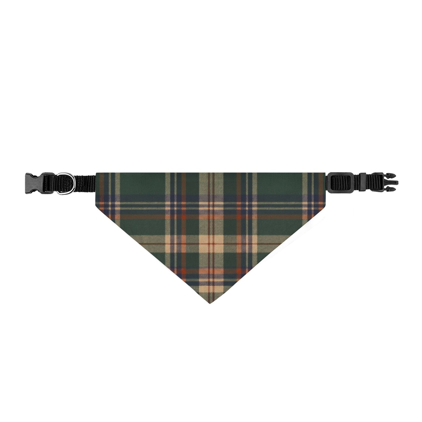 Plaid Clip-On Pet Bandana – Classic Green Tartan Collar Accessory