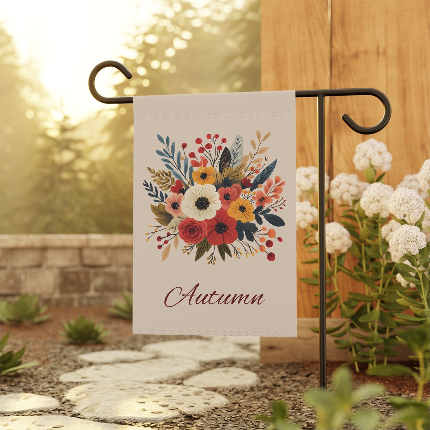 Autumn Floral Garden Flag — Fall Bouquet Yard Banner