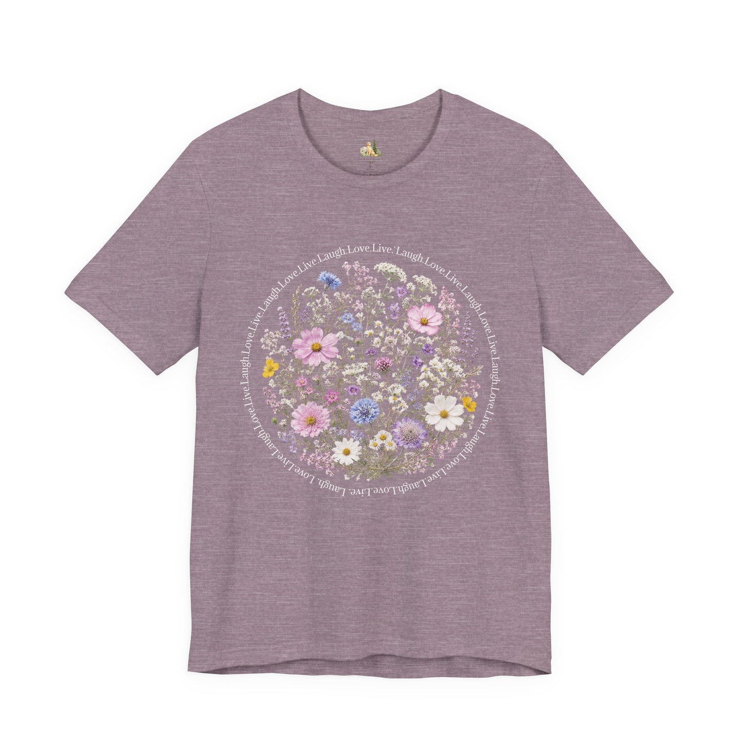 Wildflower Circle T-Shirt — Floral 'Love' Typography Tee