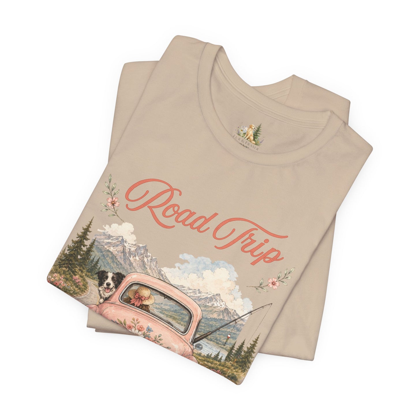 Road Trip Vintage Car T-Shirt — Retro Floral Scenic Drive Tee