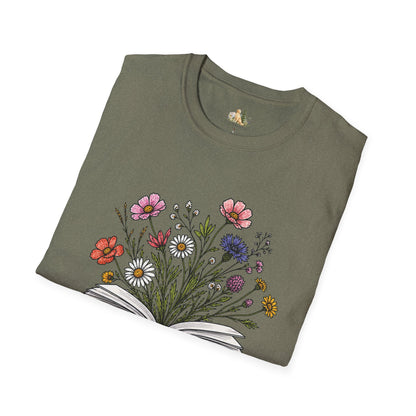 Floral Book Tee — “Just One More Chapter” Graphic T-Shirt