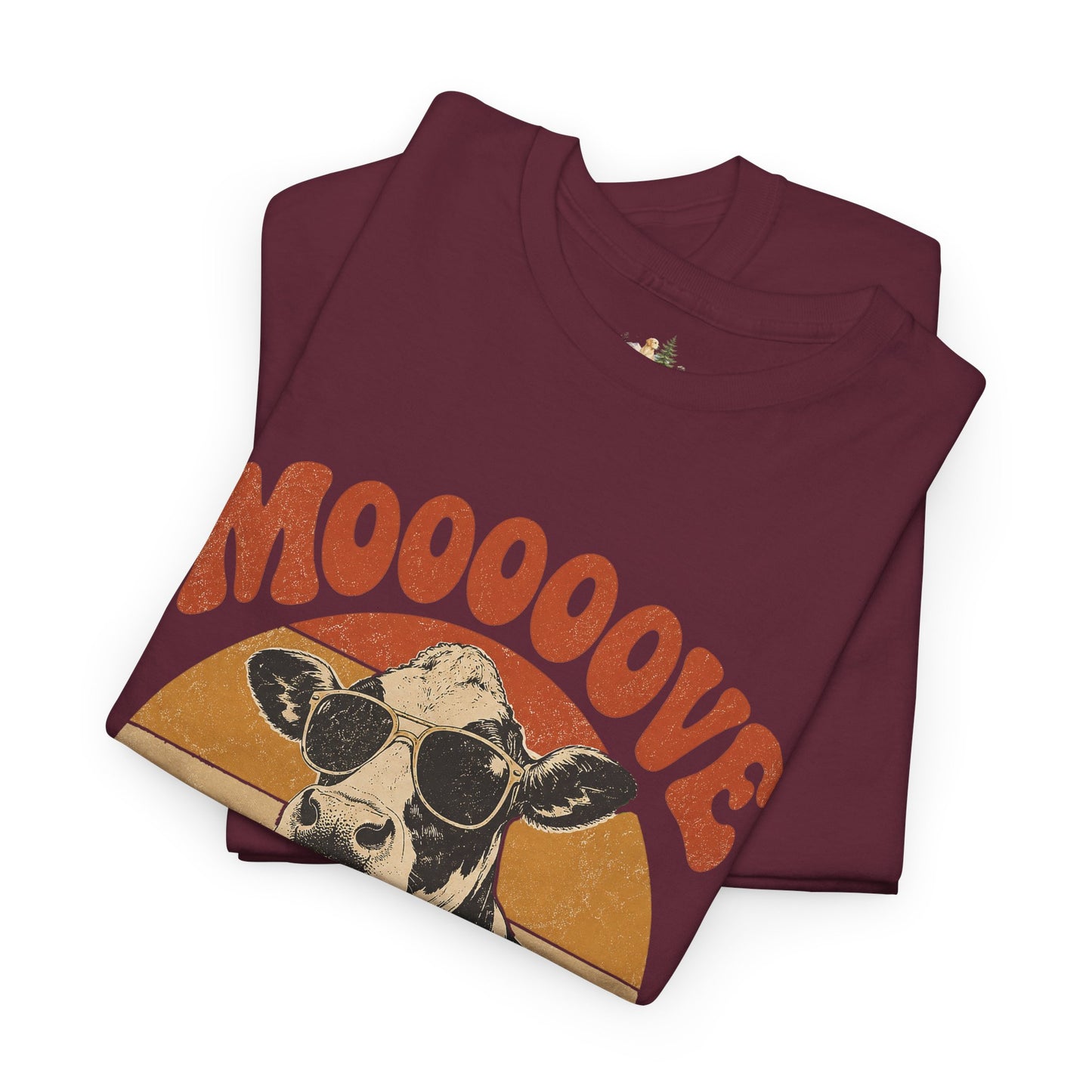 Mooove Over Cow Tee – Retro Vintage Farm Animal Graphic T-Shirt (Heavy Weight Tee)