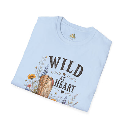 Wild at Heart Cowboy Boot T-Shirt – Floral Western Graphic Tee (Light Weight, Ultra Soft Tee)