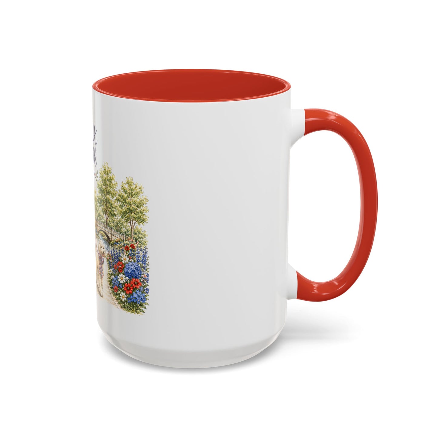 Walk in the Park girl with dog Mug | Accent coffee mug 11oz 15oz