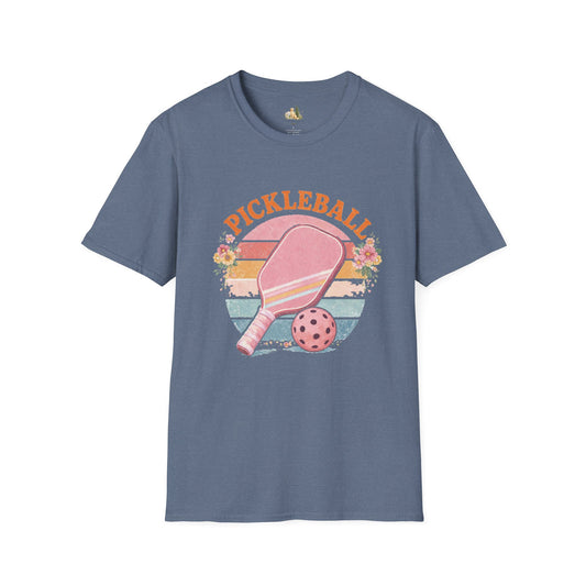 Pickleball Retro Paddle T‑Shirt — Vintage Floral Pickleball Tee Light Weight, Ultra Soft Tee