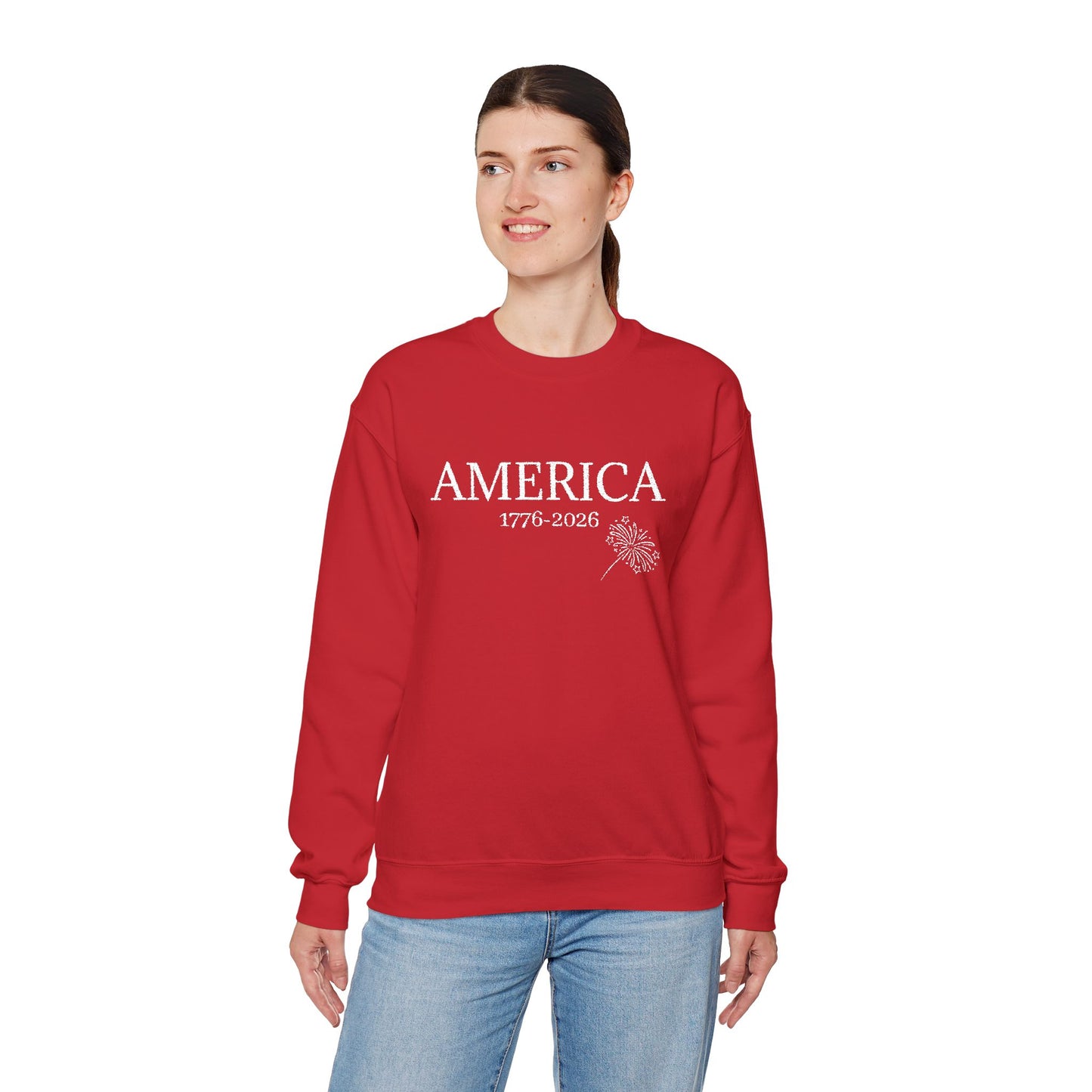 Unisex Embroidered America 1776-2026 Unisex Crewneck Sweatshirt — Patriotic Design