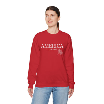 Unisex Embroidered America 1776-2026 Unisex Crewneck Sweatshirt — Patriotic Design