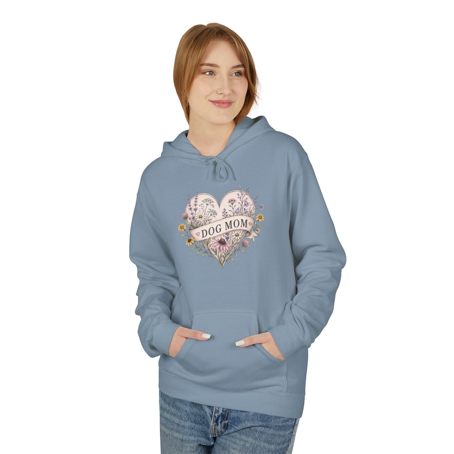 Hoodie — Floral Heart "Dog Mom" Graphic