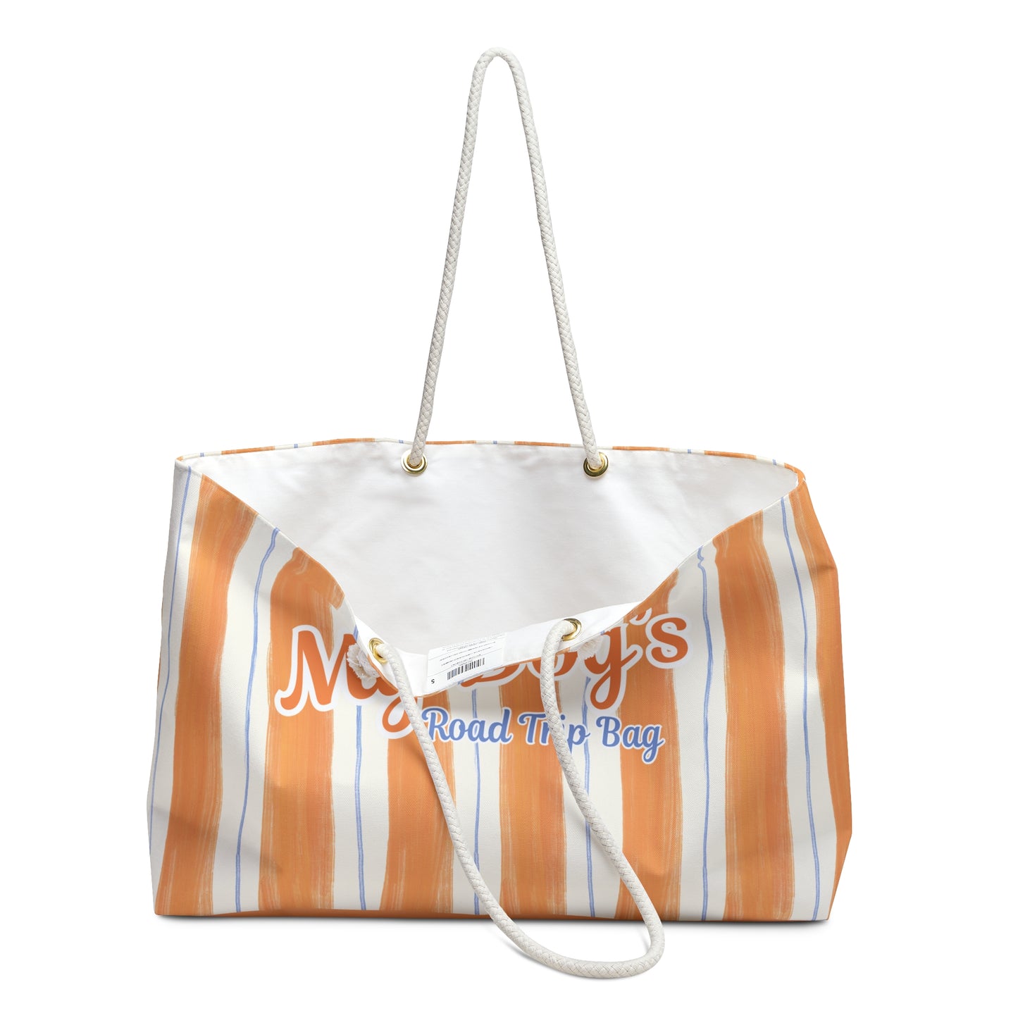 My Dog's Road Trip Weekender Bag — Striped Orange Travel Tote for Pet Owners