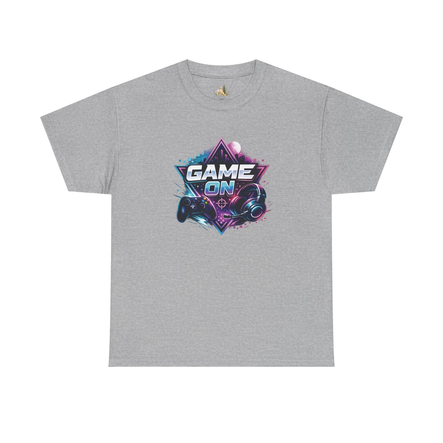 Game On T-Shirt — Retro Neon Gamer Tee with Controller Graphic (Heavy Weight Tee)