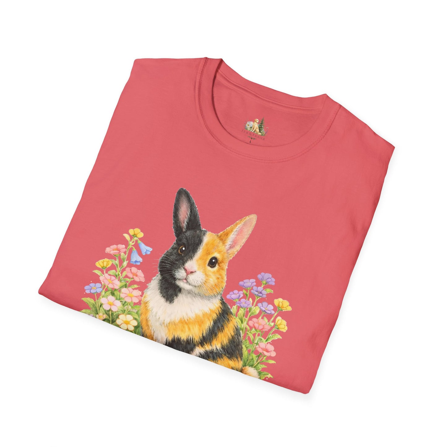 Harlequin Rabbit Floral T-Shirt (Light Weight, Ultra Soft)