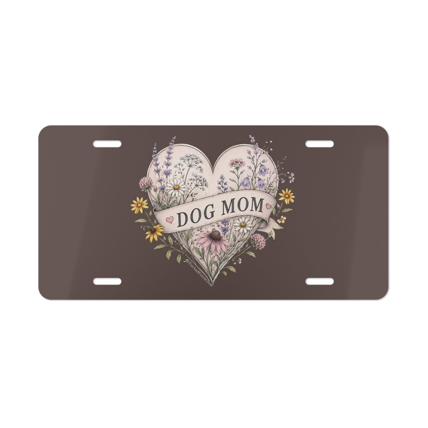 Dog Mom Floral Vanity Plate — Decorative License Plate for Dog Lovers