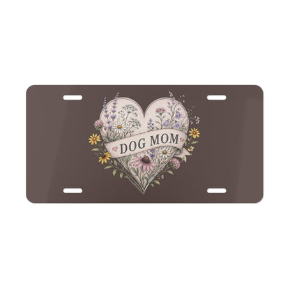 Dog Mom Floral Vanity Plate — Decorative License Plate for Dog Lovers