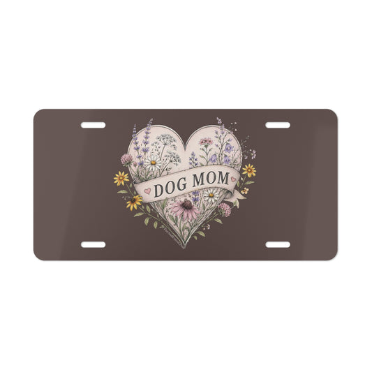 Dog Mom Floral Vanity Plate — Decorative License Plate for Dog Lovers