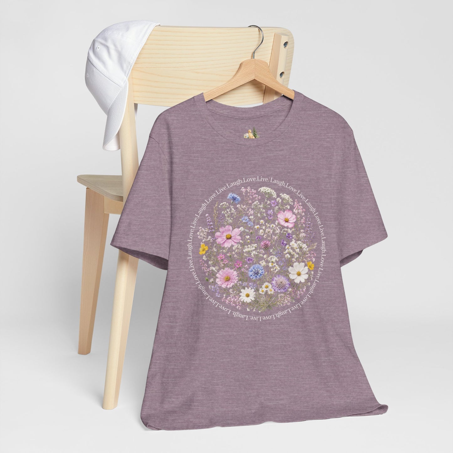 Wildflower Circle T-Shirt — Floral 'Love' Typography Tee