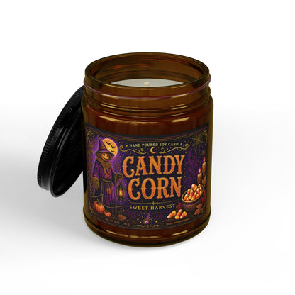 Candy Corn Soy Candle Jar — Autumn Halloween Scented Candle (4oz & 9oz)