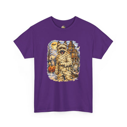 Unisex Mummy German Shepherd Halloween T-Shirt - What Tails Lurk Behind The Pines Collection (Heavy Weight Tee)