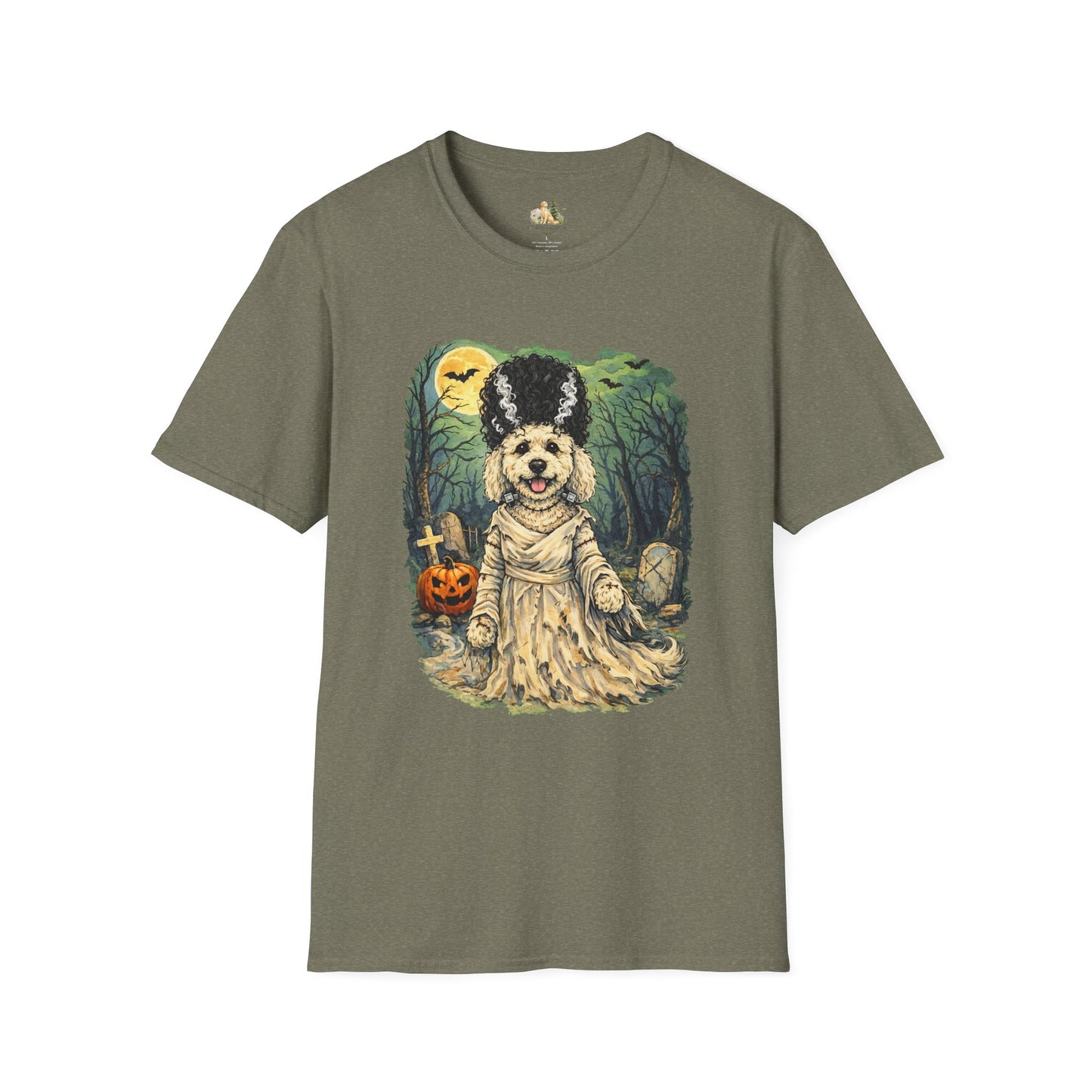 Unisex Halloween Dog Bride Of Barkenstein T-Shirt —What Tails Lurk Behind The Pines Collection