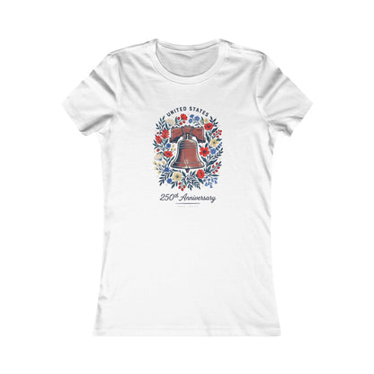Liberty Bell 250th Anniversary Women's Tee – Patriotic Floral Graphic