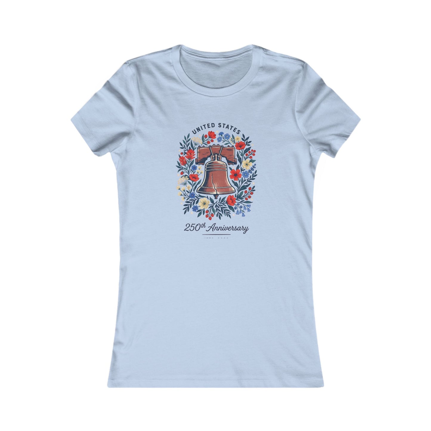 Liberty Bell 250th Anniversary Women's Tee – Patriotic Floral Graphic