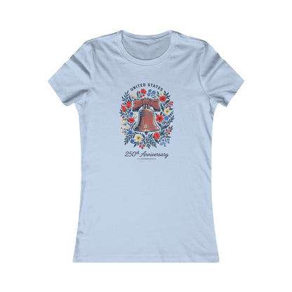 Liberty Bell 250th Anniversary Women's Tee – Patriotic Floral Graphic