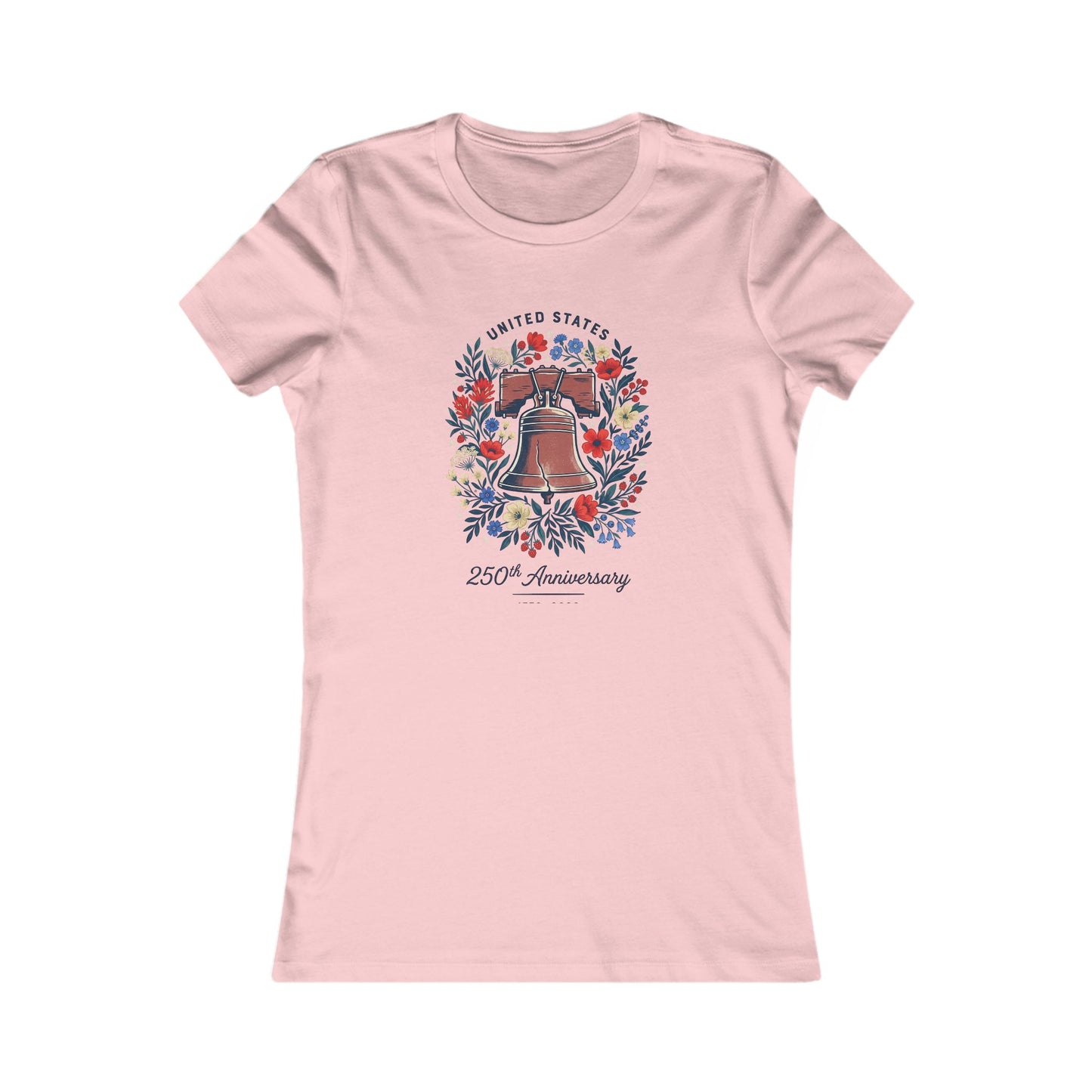 Liberty Bell 250th Anniversary Women's Tee – Patriotic Floral Graphic