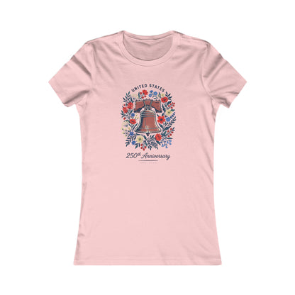 Liberty Bell 250th Anniversary Women's Tee – Patriotic Floral Graphic
