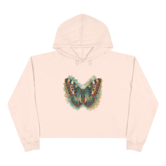 Butterfly Watercolor Crop Hoodie