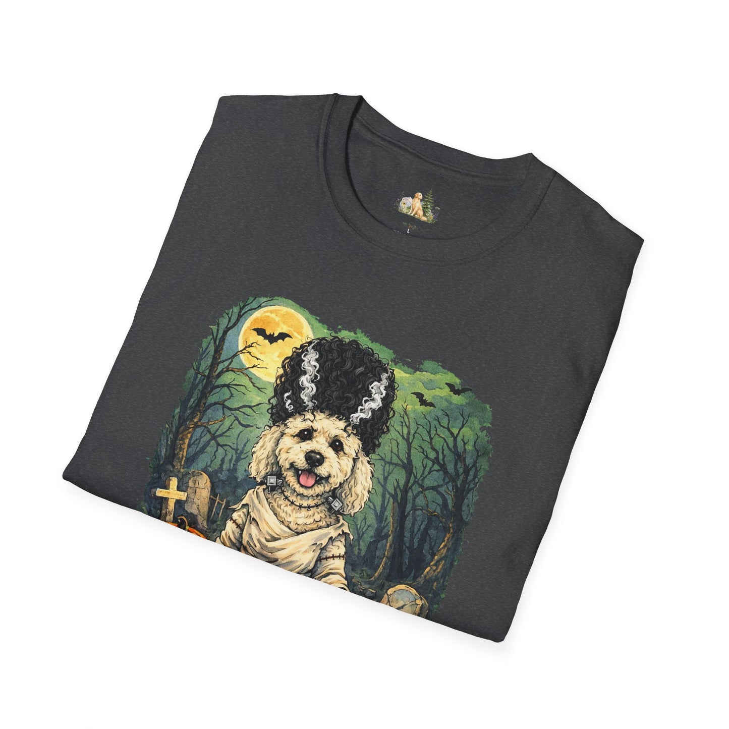 Unisex Halloween Dog Bride Of Barkenstein T-Shirt —What Tails Lurk Behind The Pines Collection