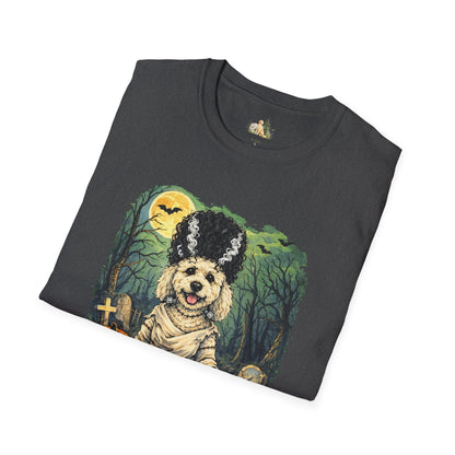 Unisex Halloween Dog Bride Of Barkenstein T-Shirt —What Tails Lurk Behind The Pines Collection