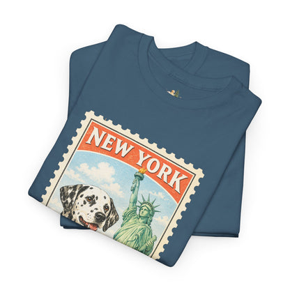 New York Dalmatian T-Shirt | Statue of Liberty Vintage Postage (Heavy Weight Tee)